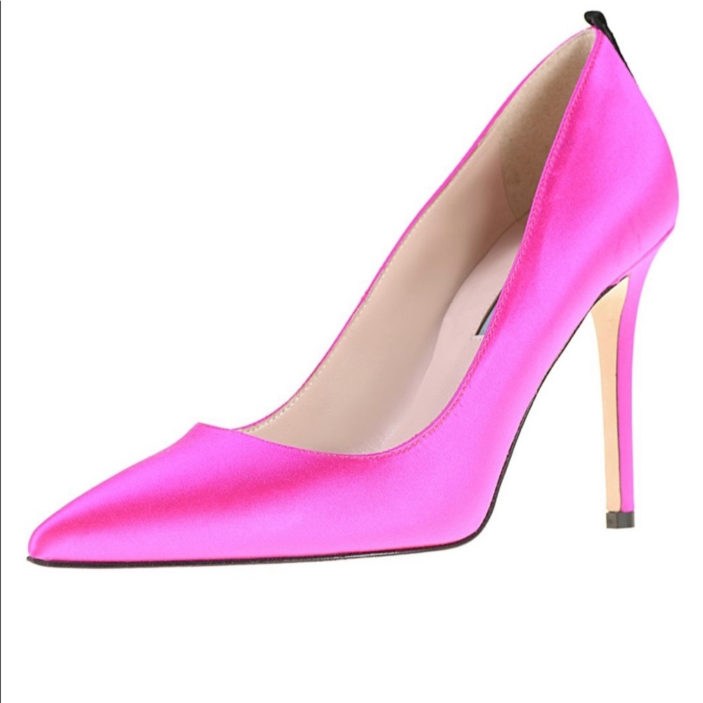 SJP Fawn Satin Pointed-Toe 100mm Pumps